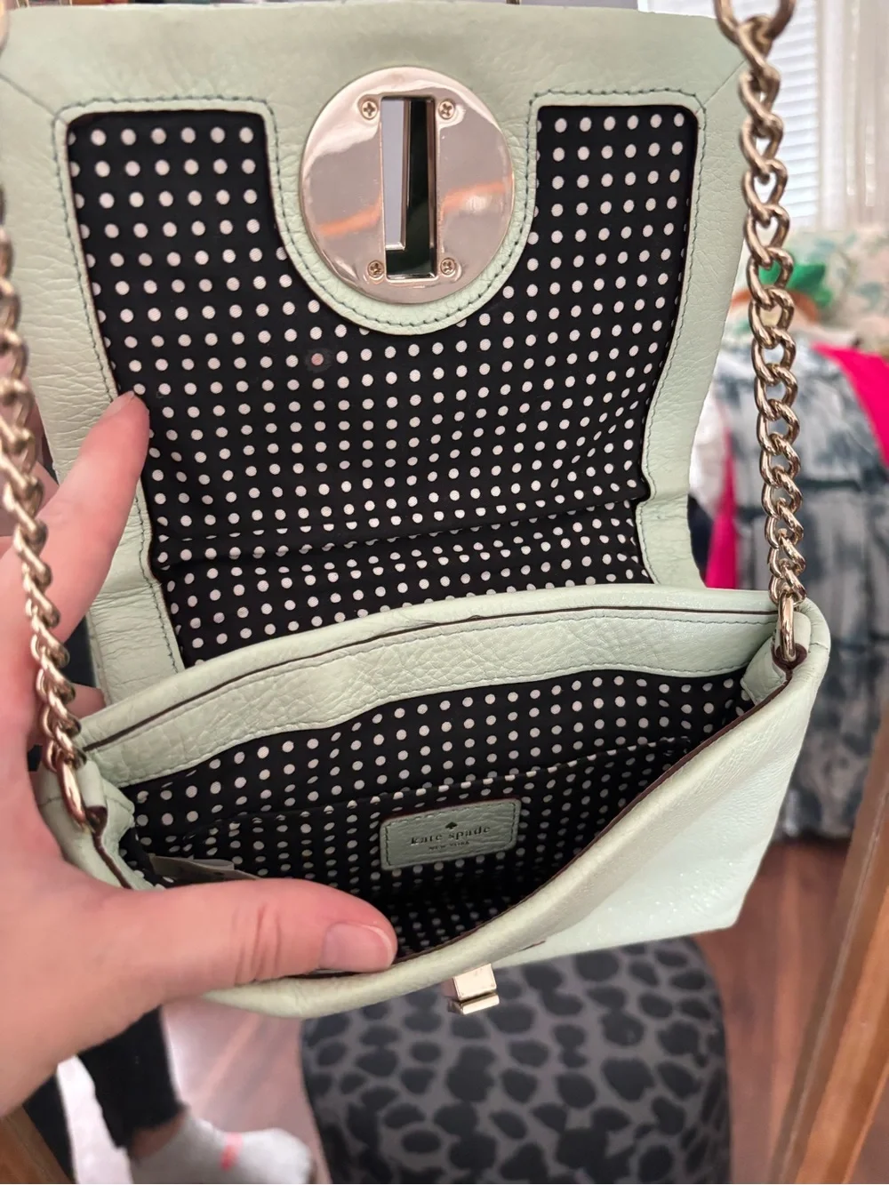 Kate Spade Quilted Light Green Crossbody Shoulder Bag